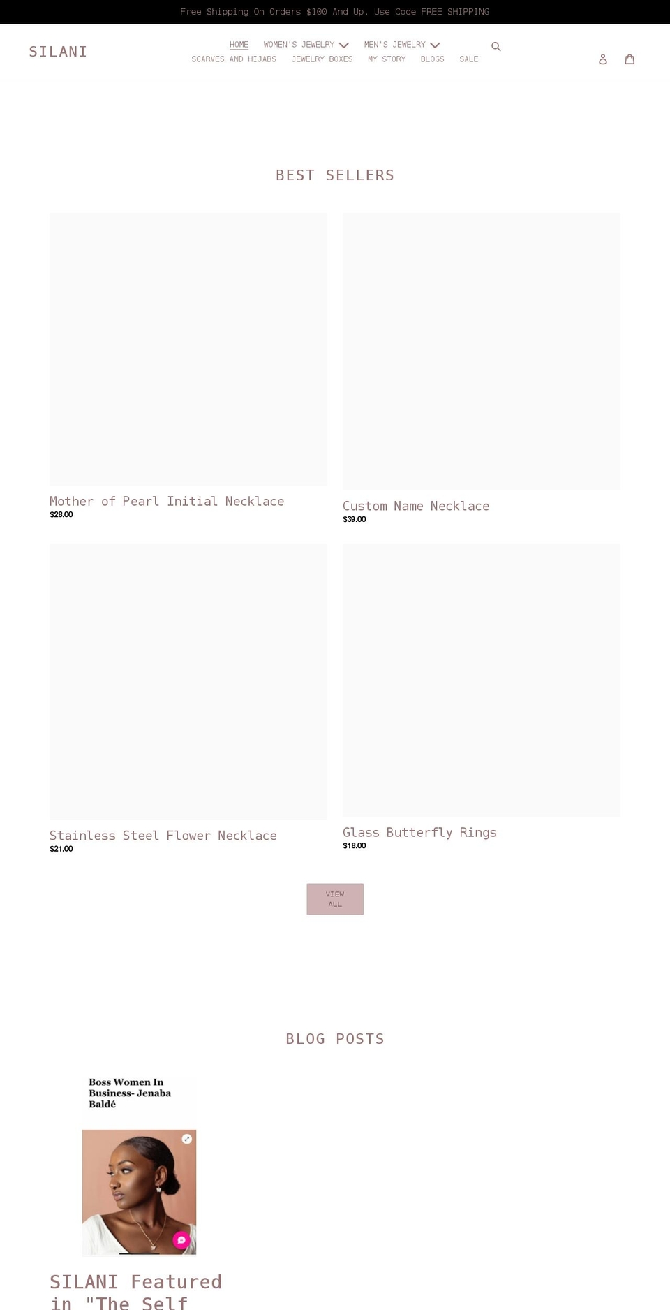 shopsilani.com shopify website screenshot