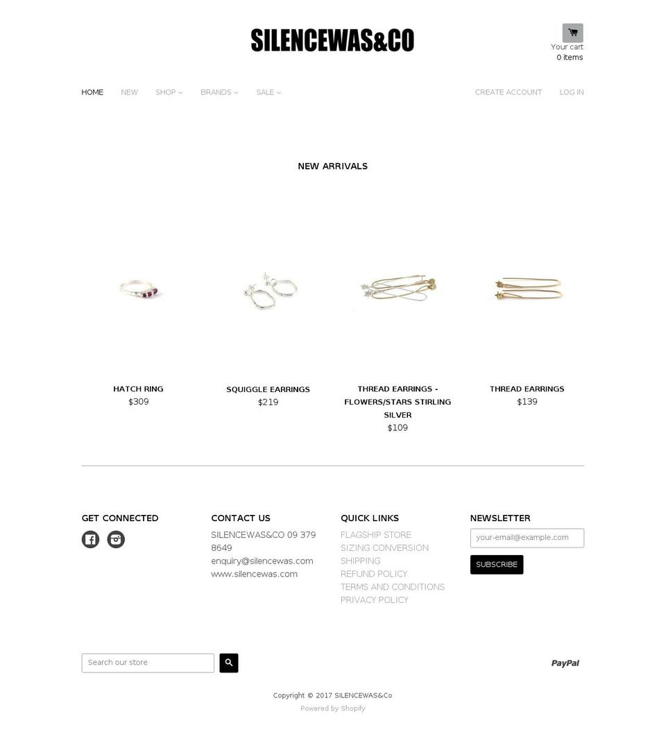 shopsilencewas.com shopify website screenshot