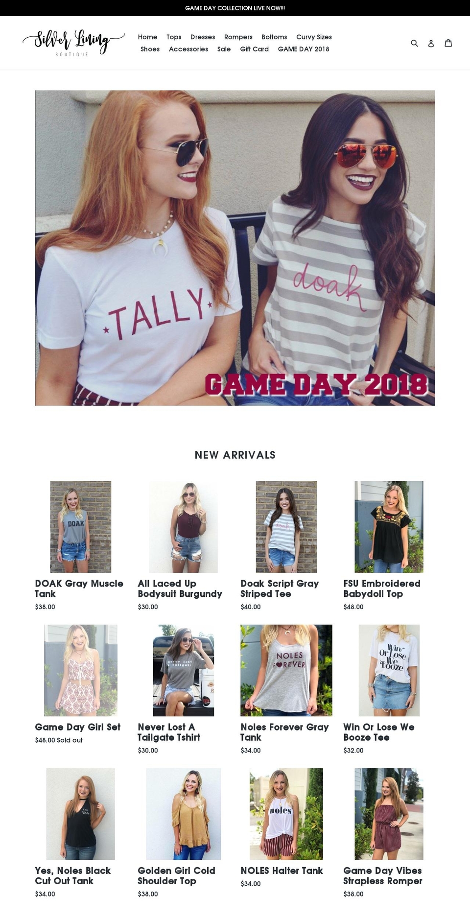 shopsilverliningboutique.com — Shopify storefront screenshot
