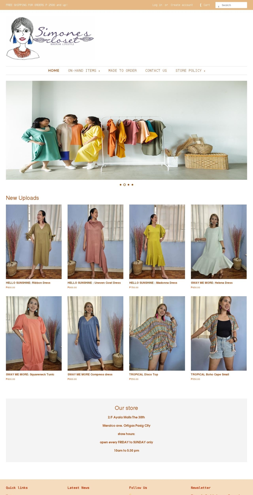 shopsimonescloset.com shopify website screenshot