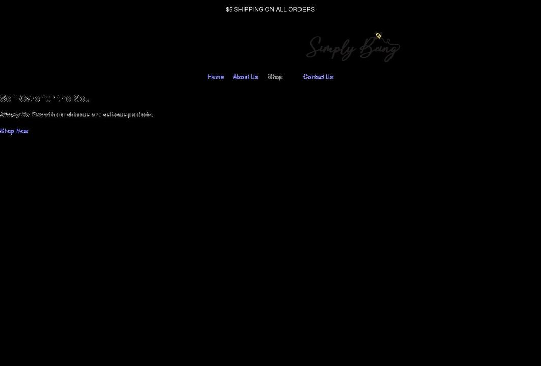 shopsimplybeing.com shopify website screenshot