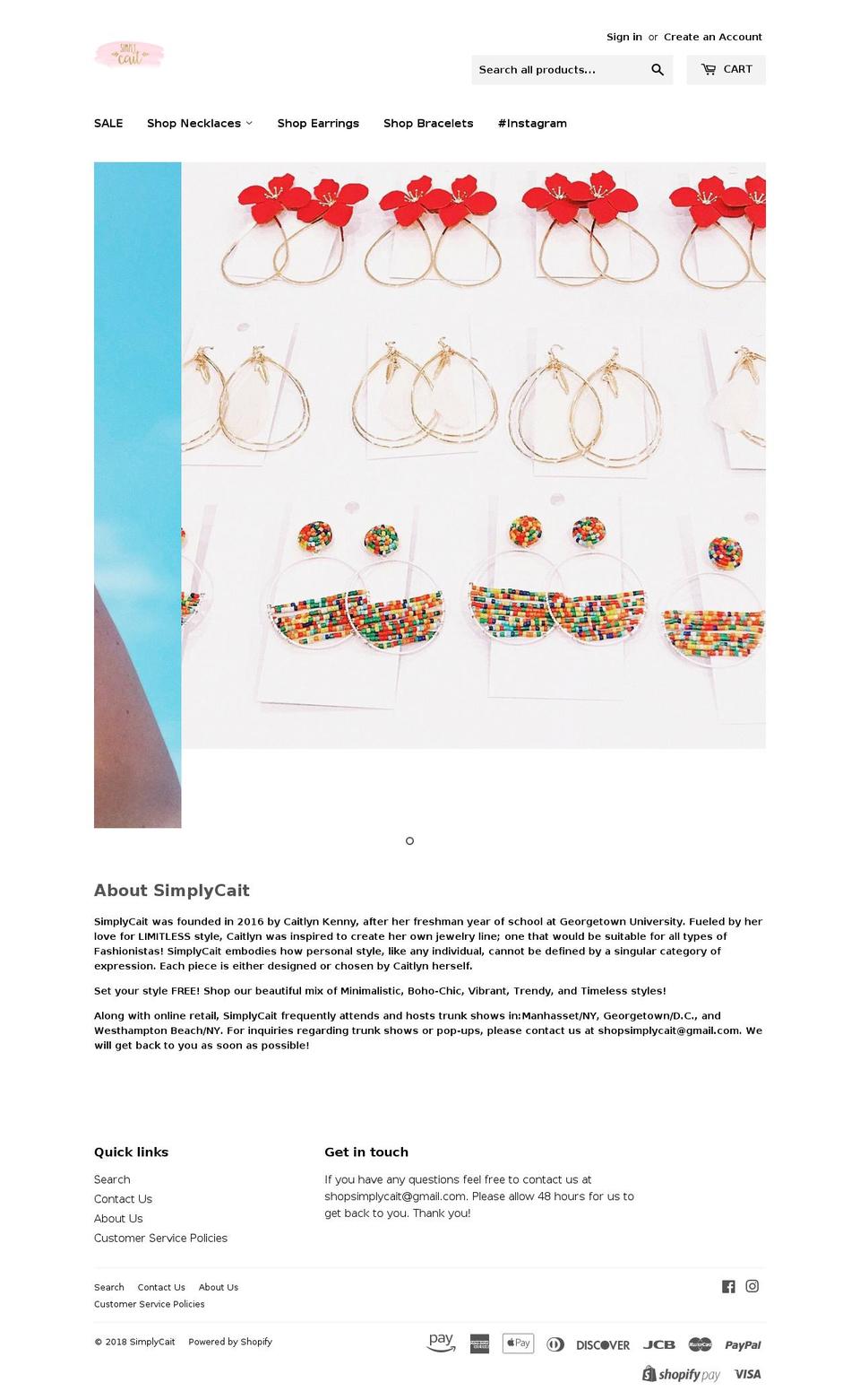 shopsimplycait.com shopify website screenshot