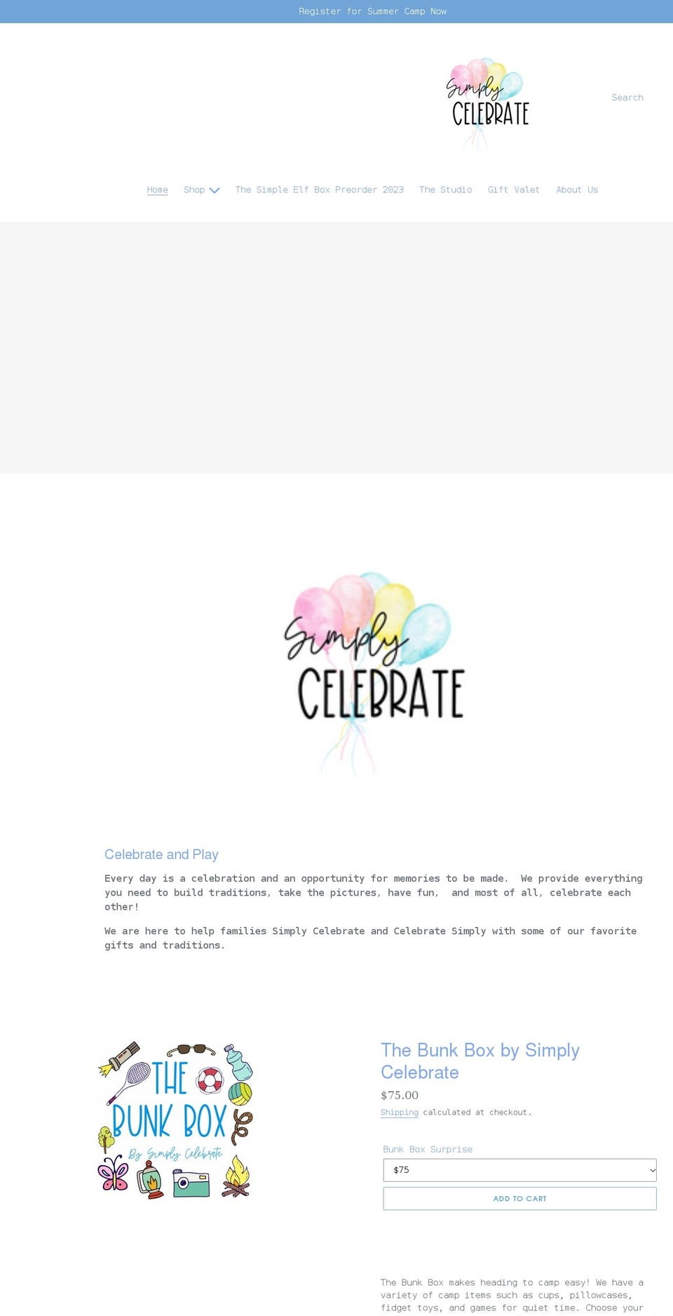 shopsimplycelebrate.com shopify website screenshot