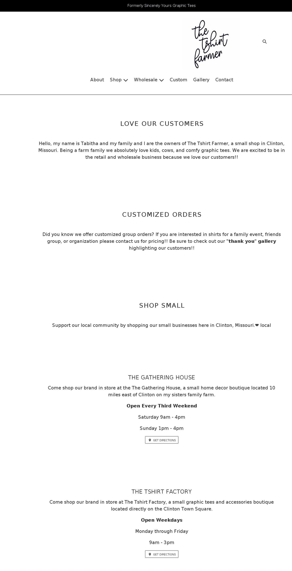 shopsincerelyyourstees.com shopify website screenshot