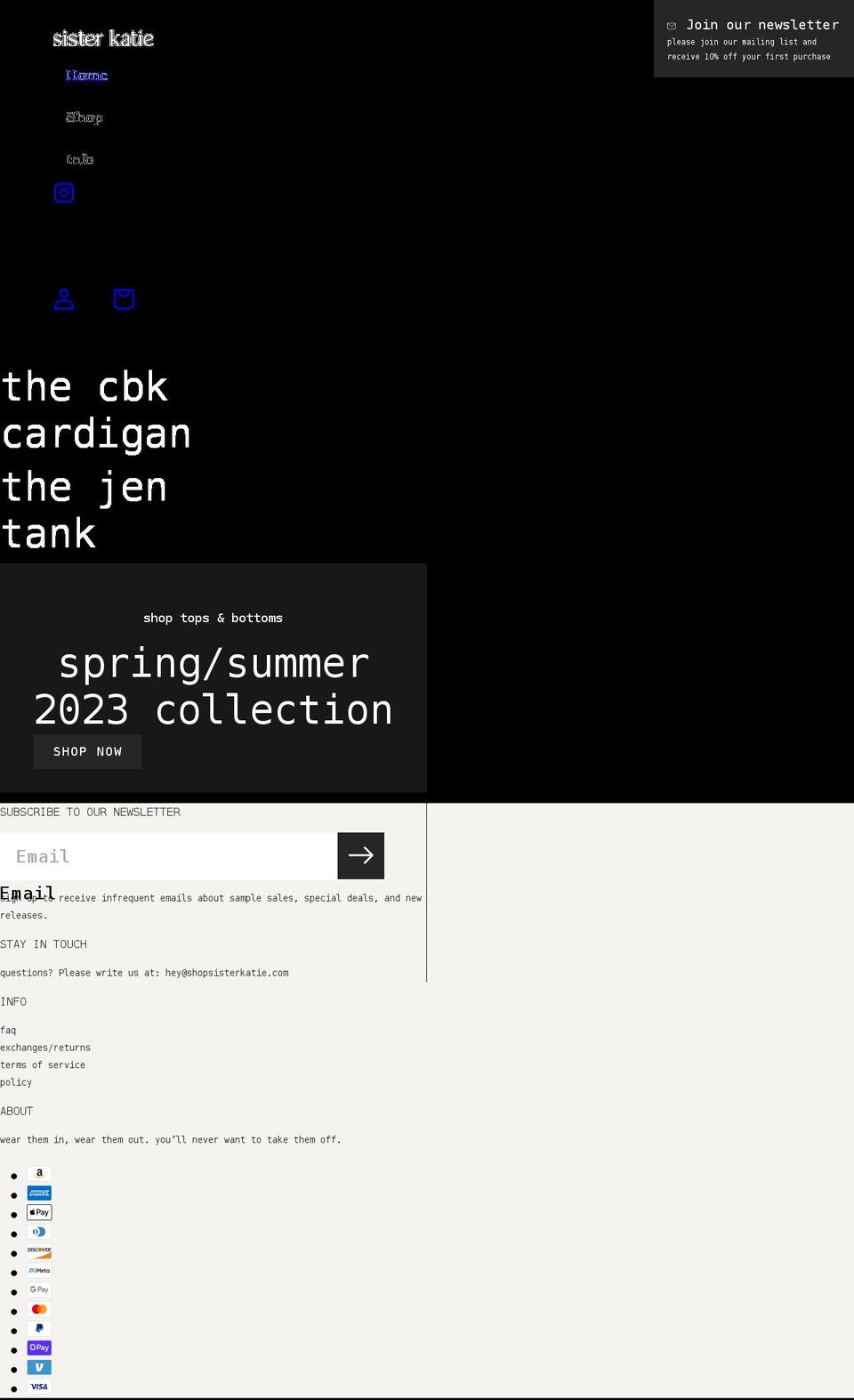 shopsisterkatie.com shopify website screenshot