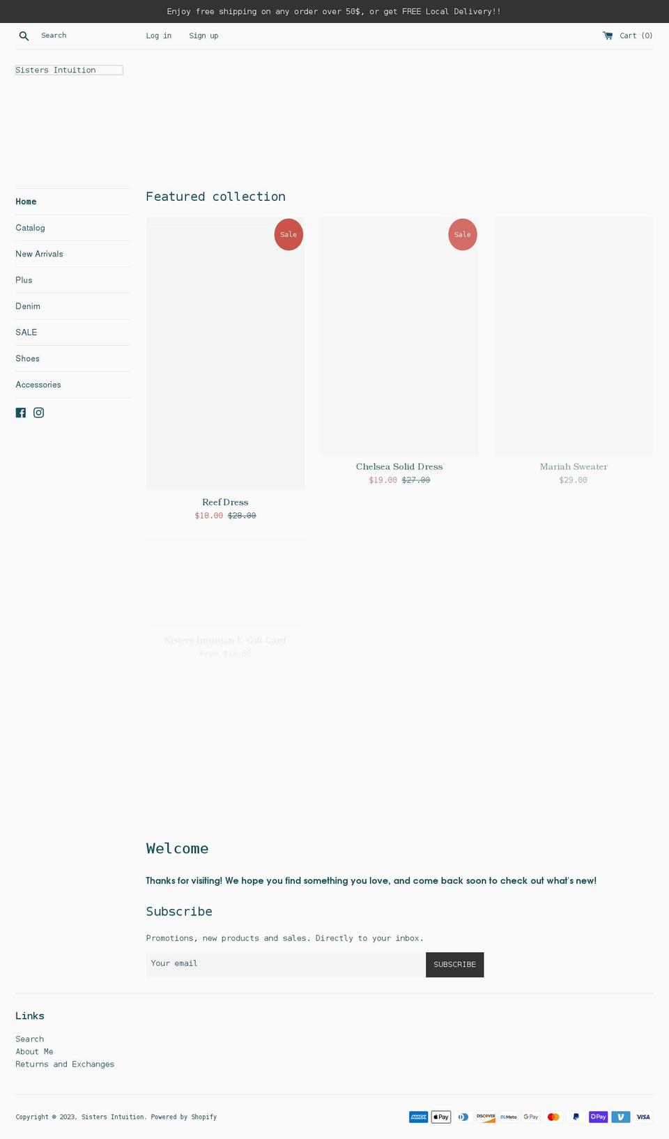 shopsistersintuition.com shopify website screenshot