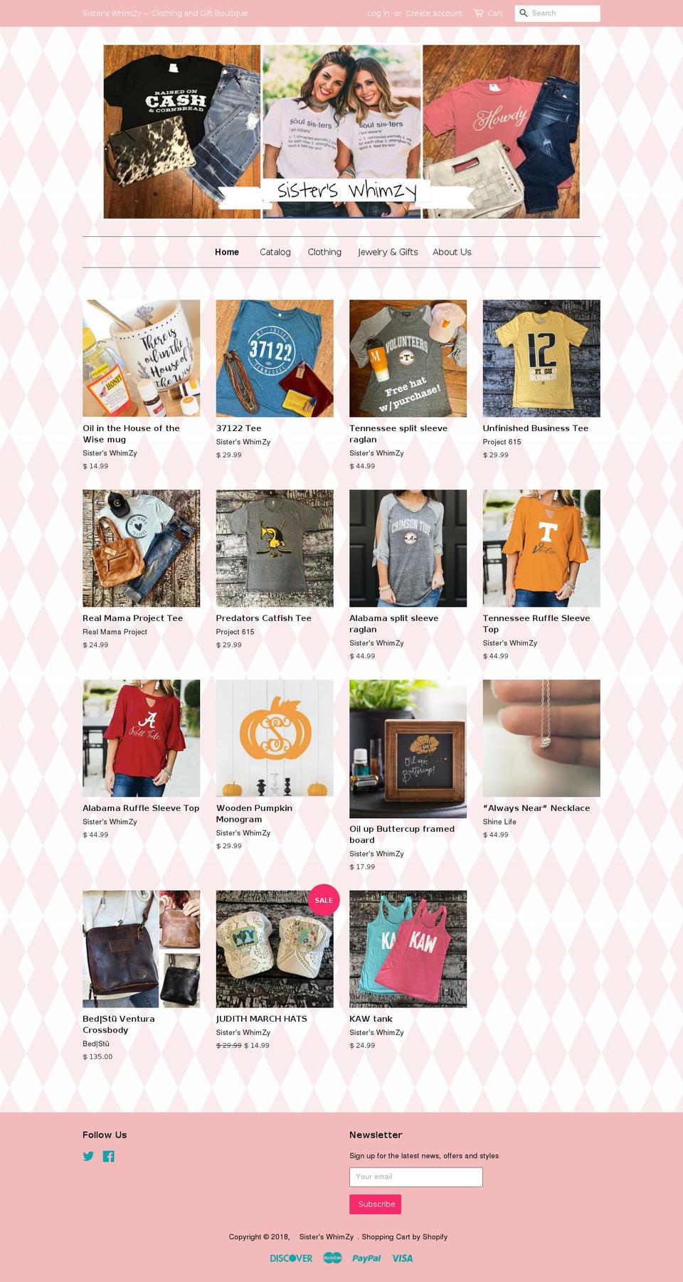 shopsisterswhimzy.com shopify website screenshot