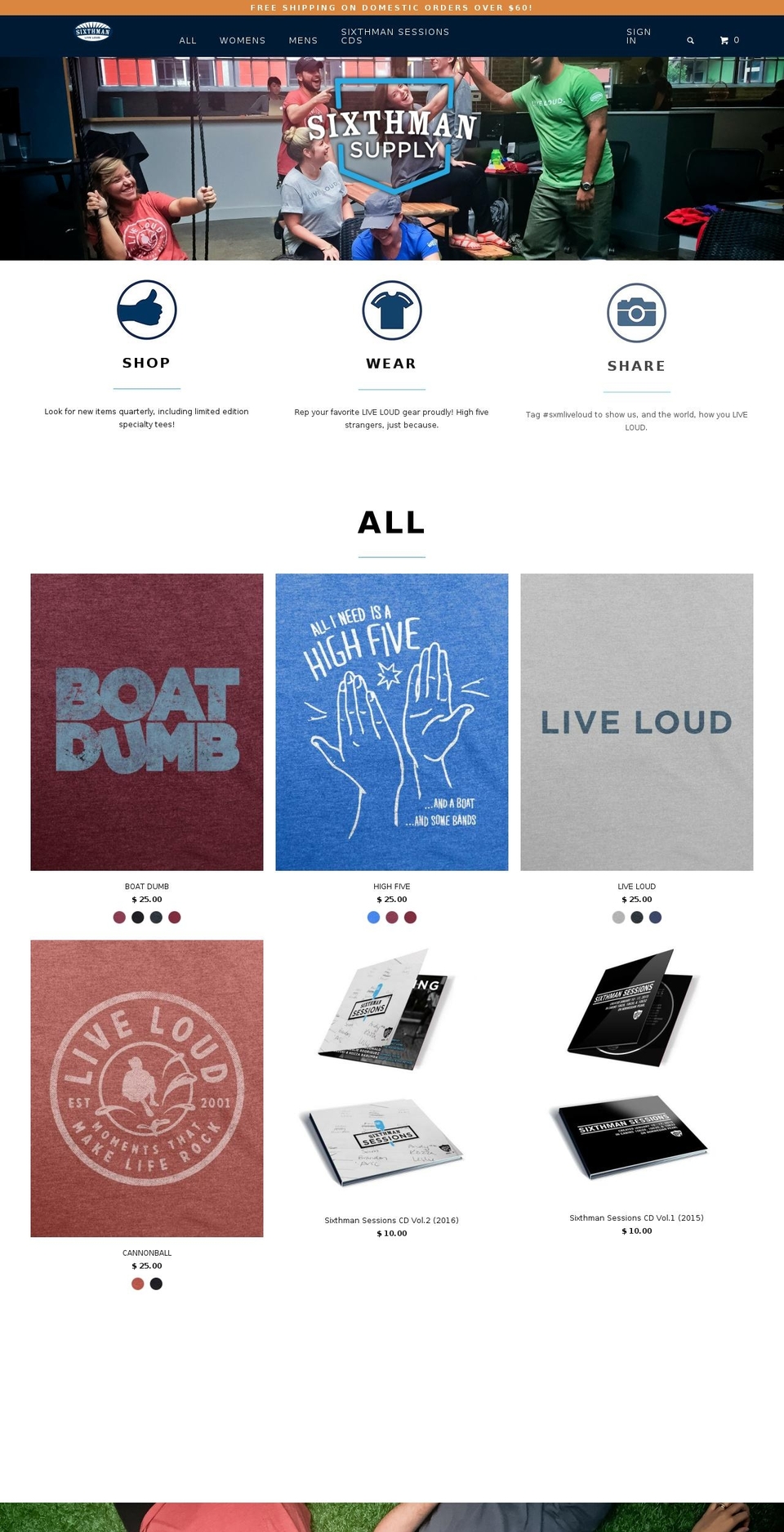 shopsixthman.com shopify website screenshot