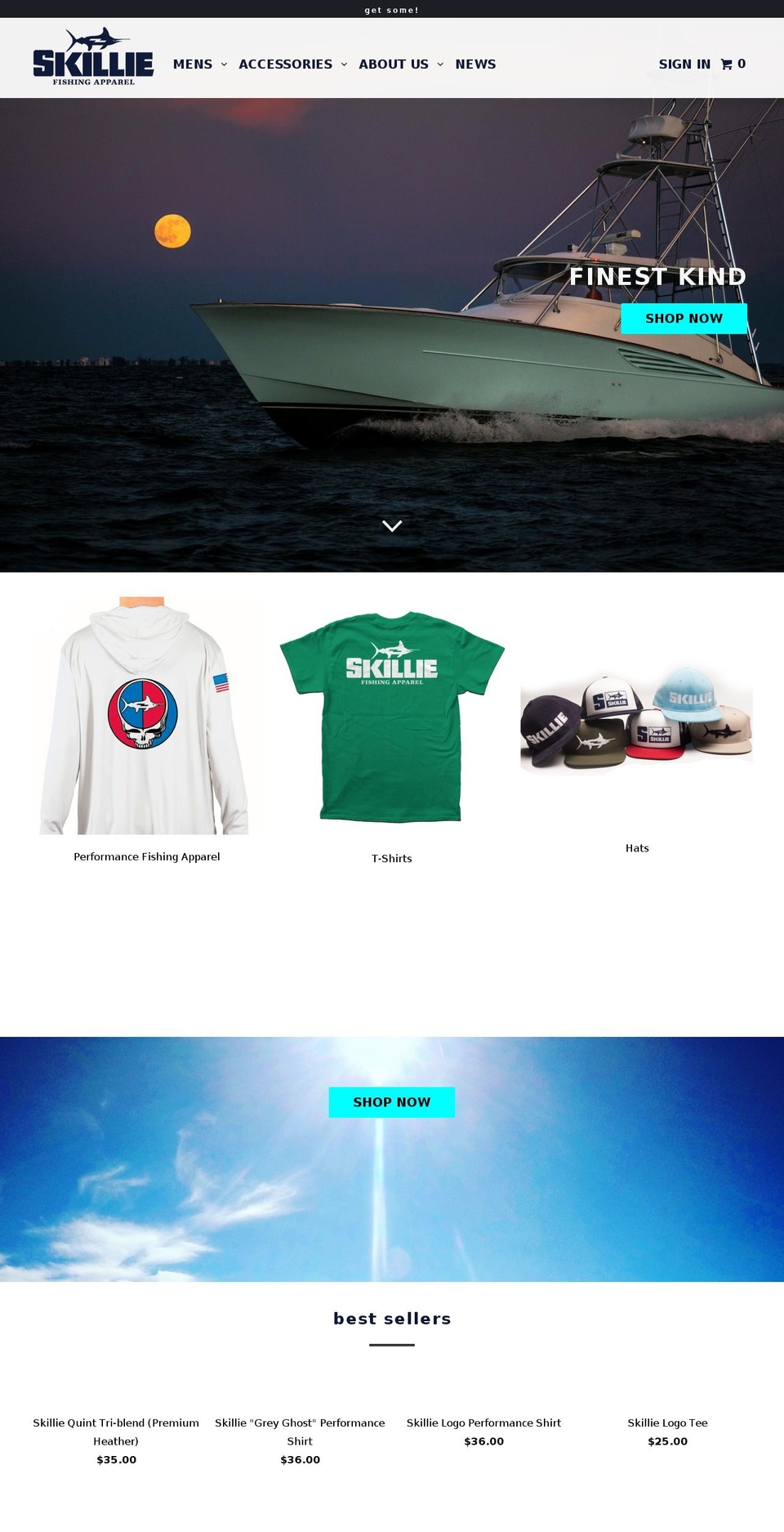 Skillie Fishing Apparel Shopify theme site example shopskillie.com