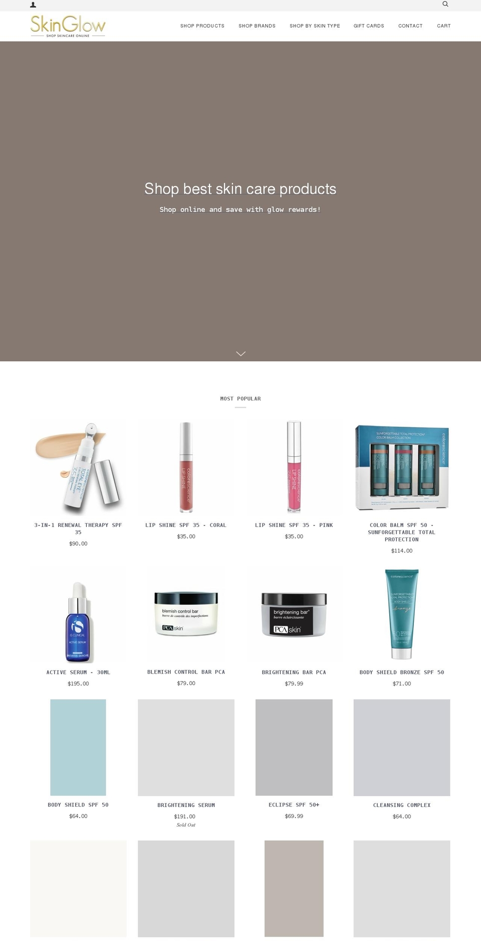 shopskinglow.ca shopify website screenshot