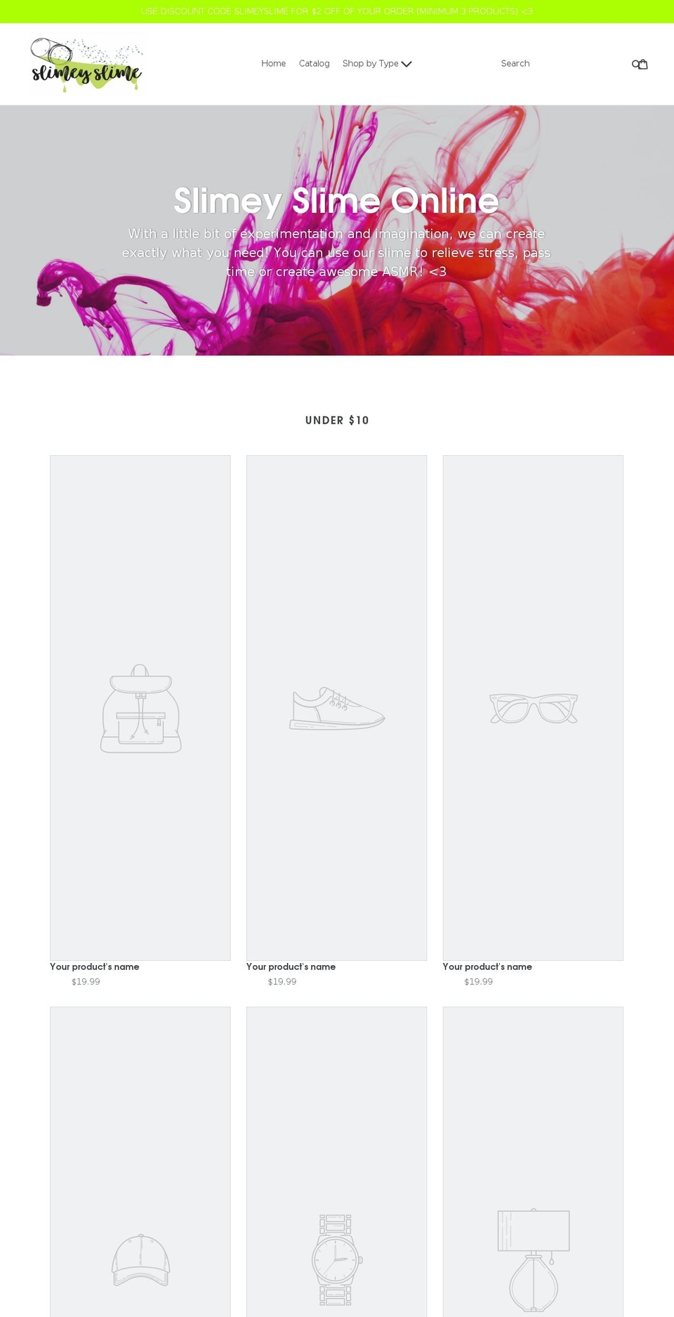 shopslimeyslime.com — Shopify storefront screenshot