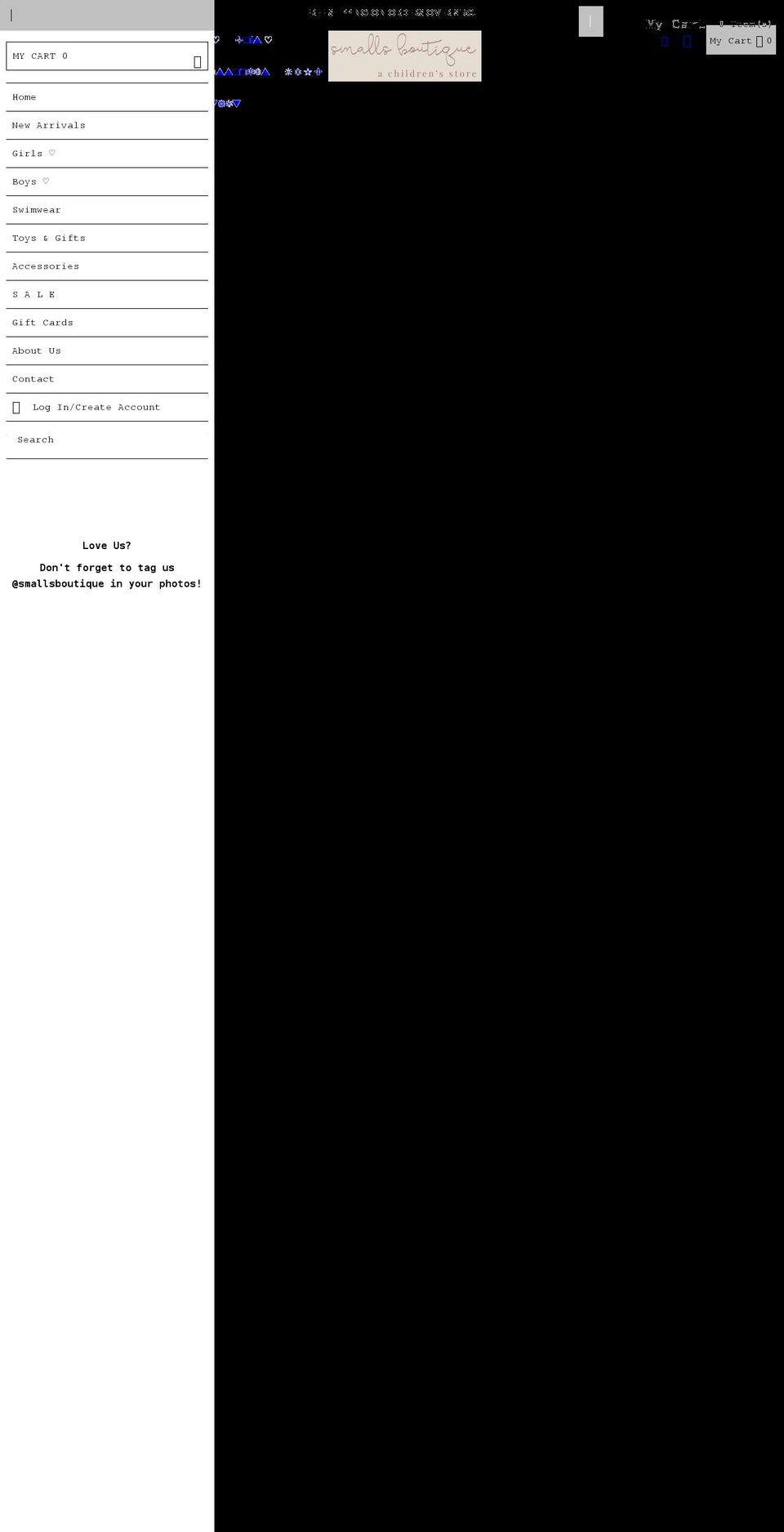 shopsmallsboutique.com shopify website screenshot