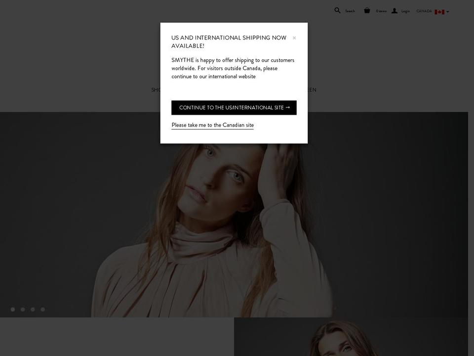 SMYTHE Custom Theme Shopify theme site example shopsmythe.net