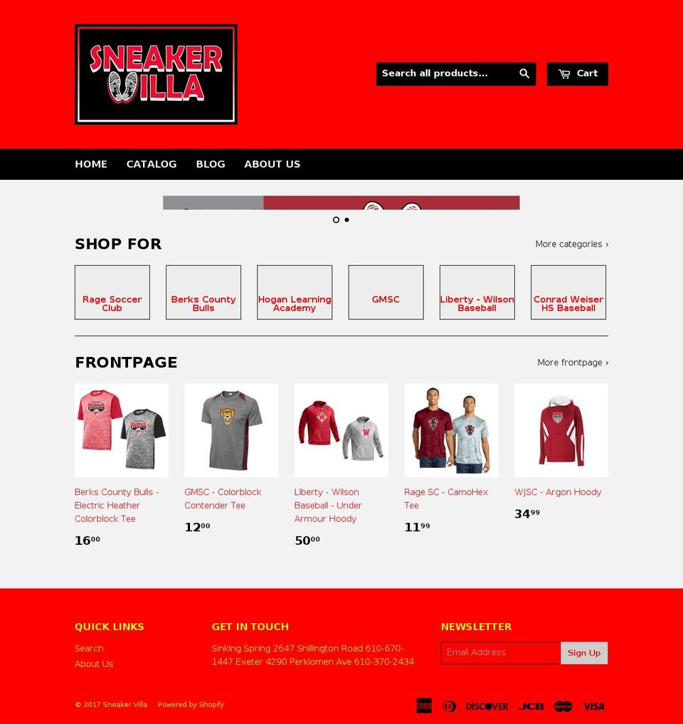 shopsneakervilla.com shopify website screenshot