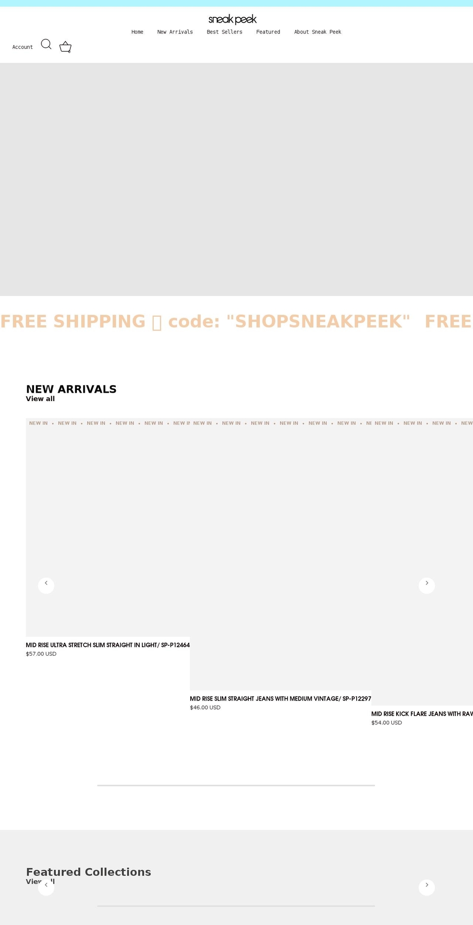 shopsneakpeek.com shopify website screenshot