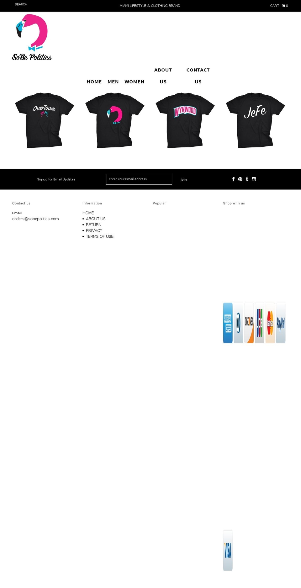 shopsobepolitics.com shopify website screenshot