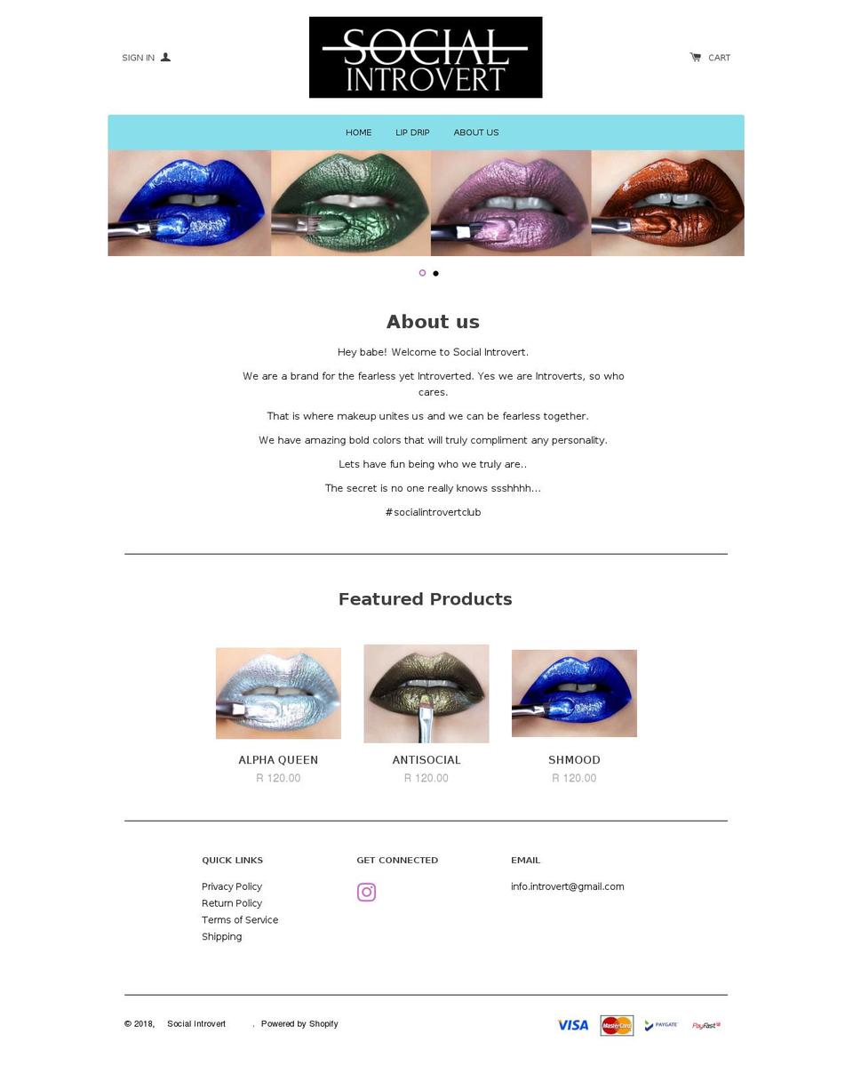 shopsocialintrovert.com — Shopify storefront screenshot
