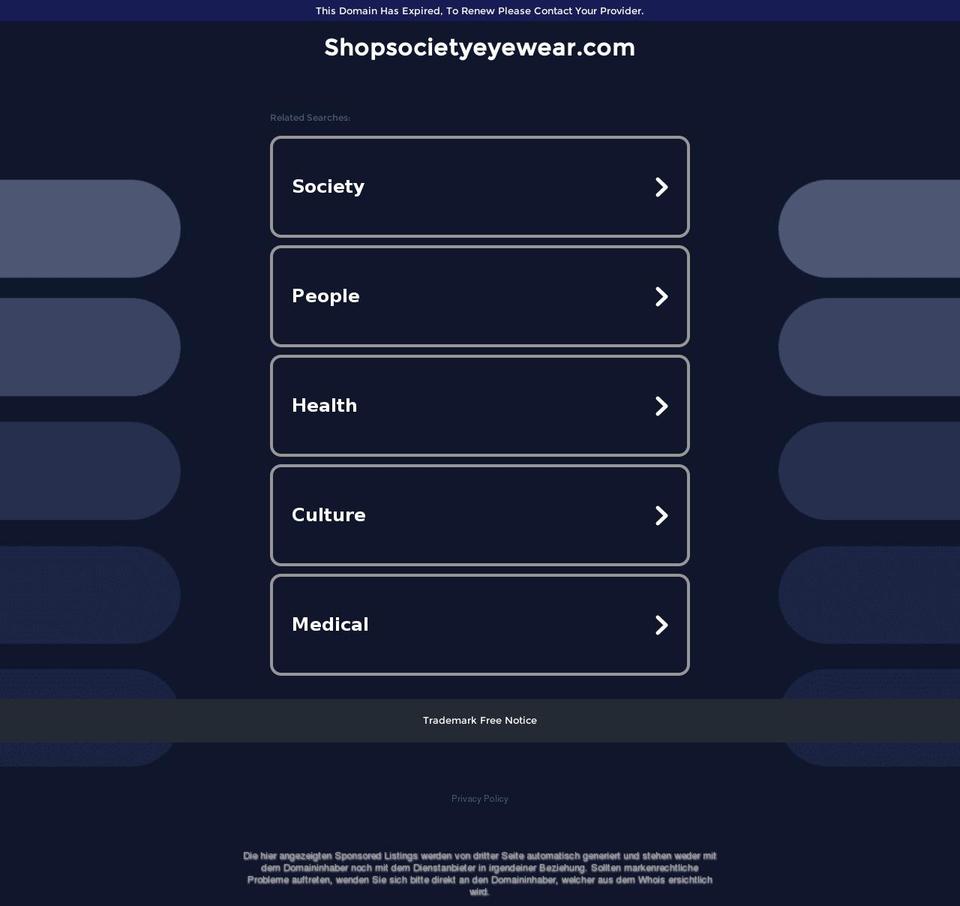 shopsocietyeyewear.com — Shopify storefront screenshot