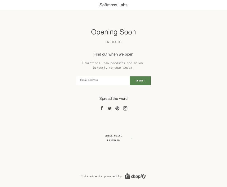 shopsoftmosslabs.com shopify website screenshot