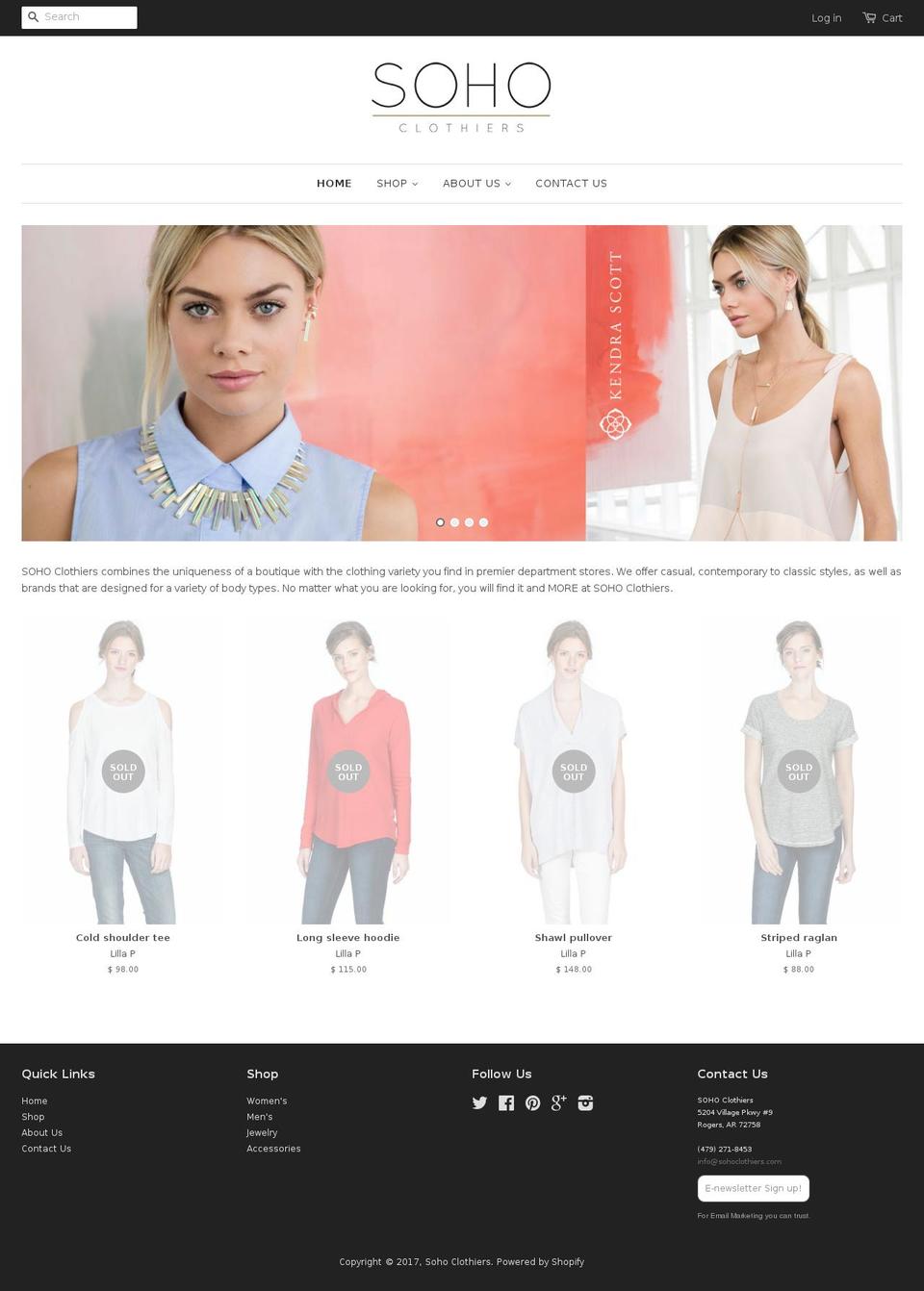 shopsohoclothiers.com shopify website screenshot