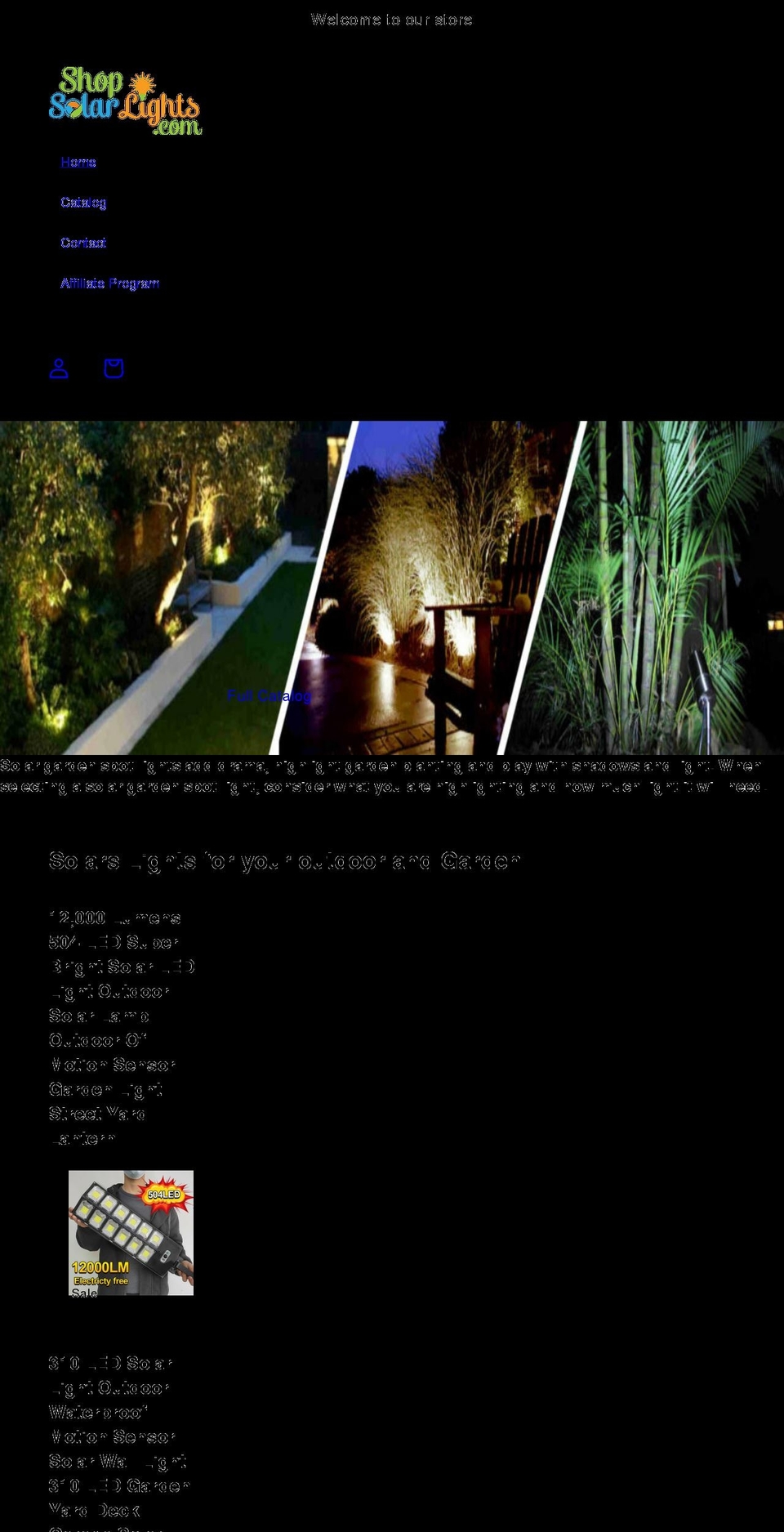 shopsolarlights.com shopify website screenshot