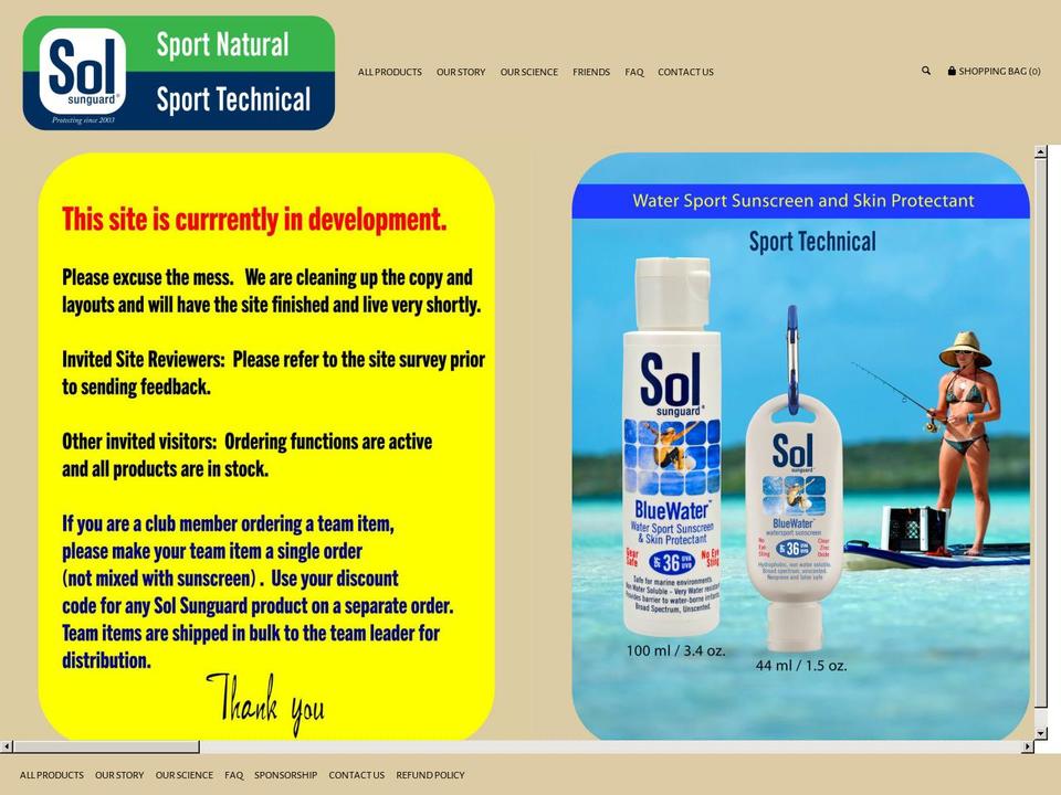 shopsolsunguard.com shopify website screenshot