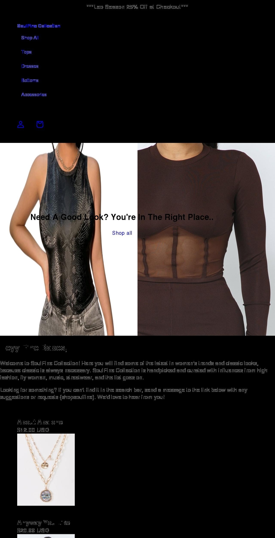 shopsoulfine.com shopify website screenshot