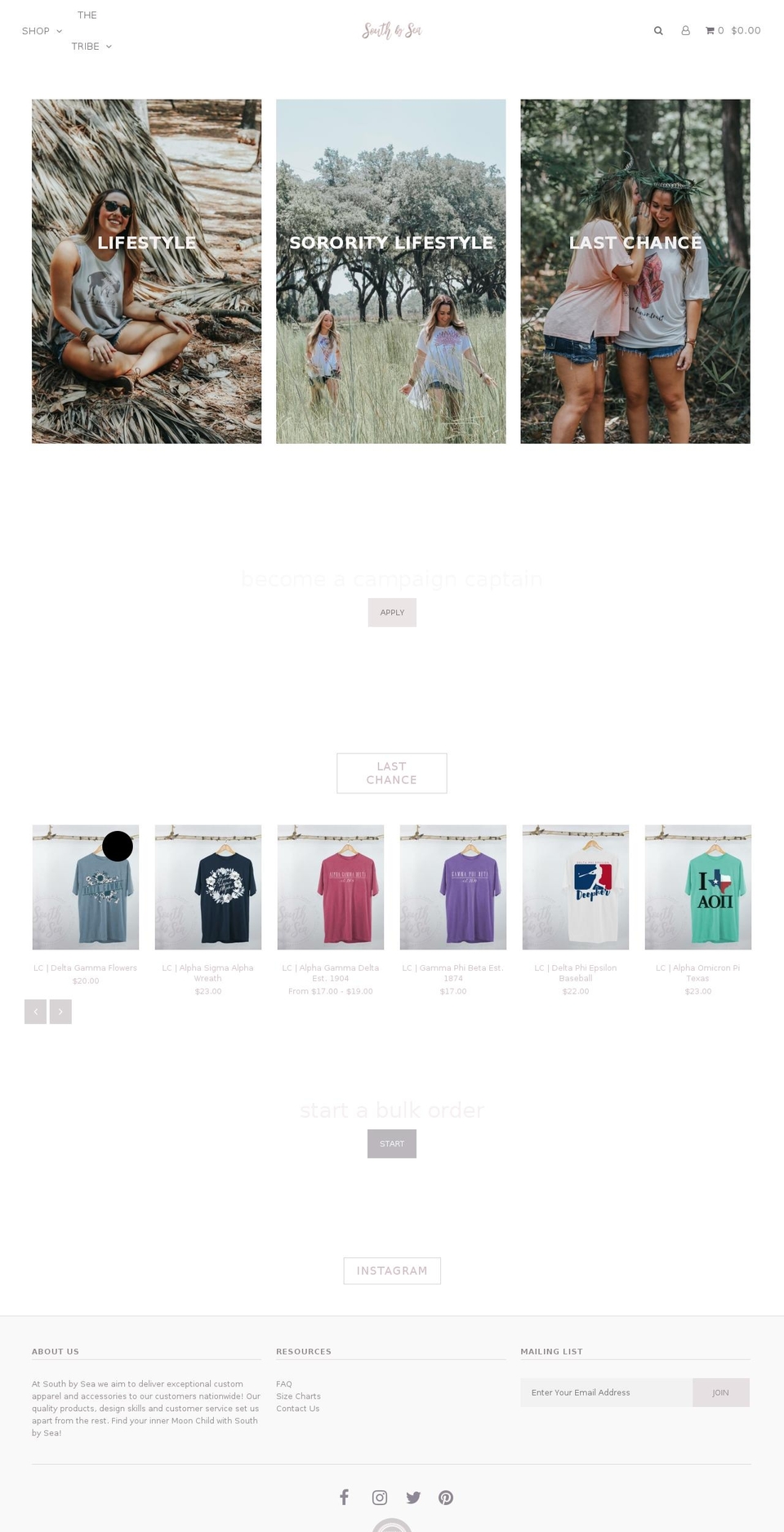 shopsouthbysea.com shopify website screenshot