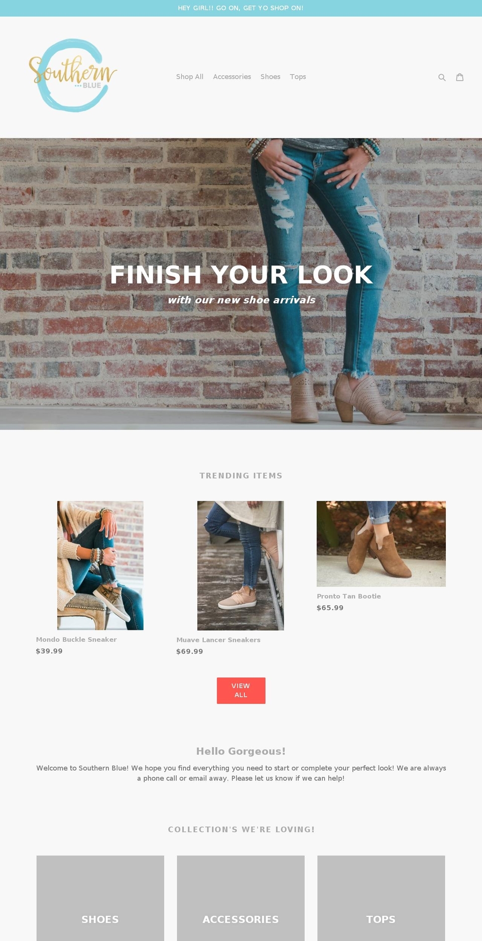 shopsouthernblue.com shopify website screenshot