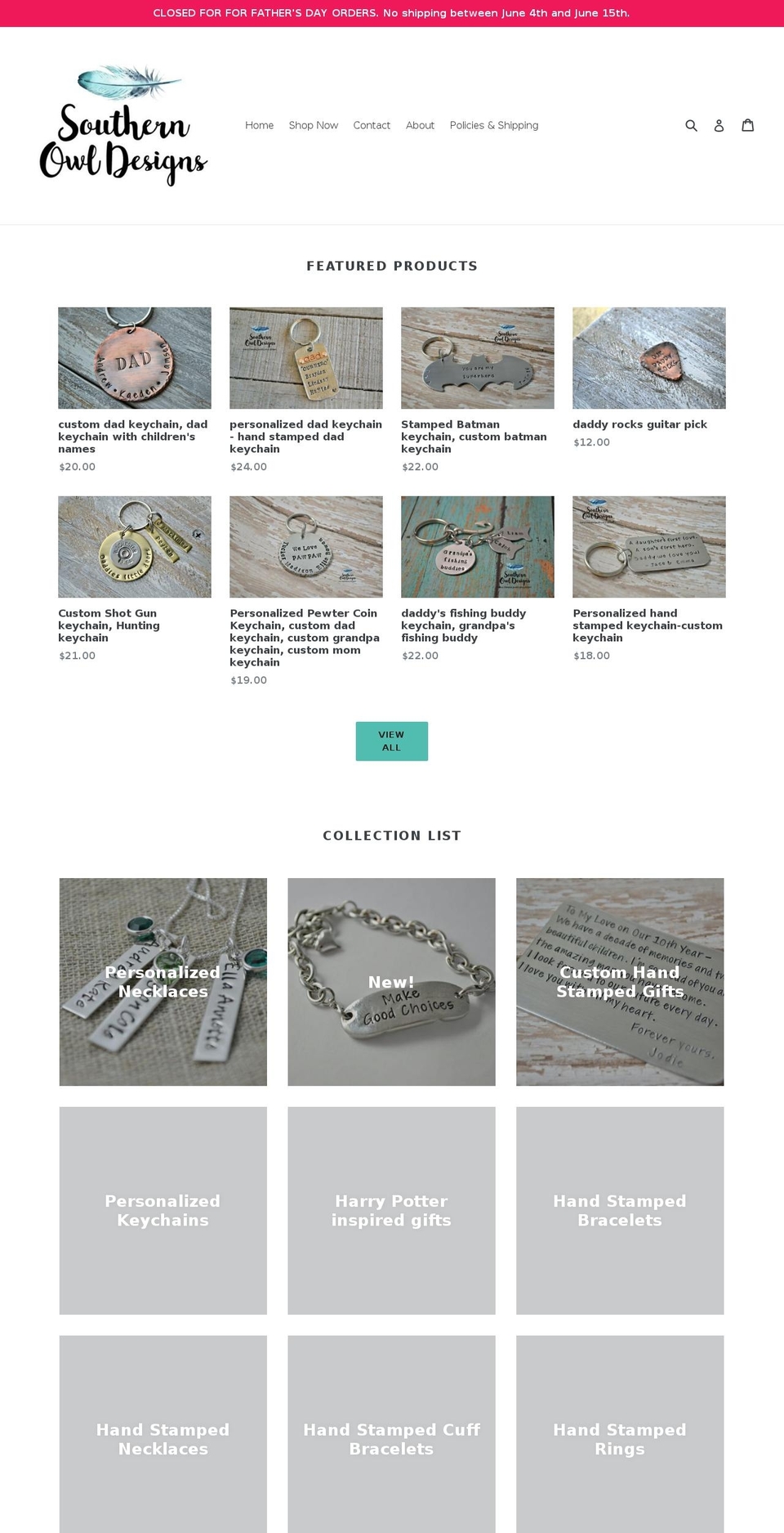 shopsouthernowldesigns.com — Shopify storefront screenshot