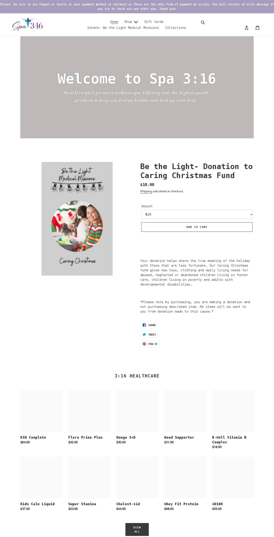 shopspa316.com shopify website screenshot
