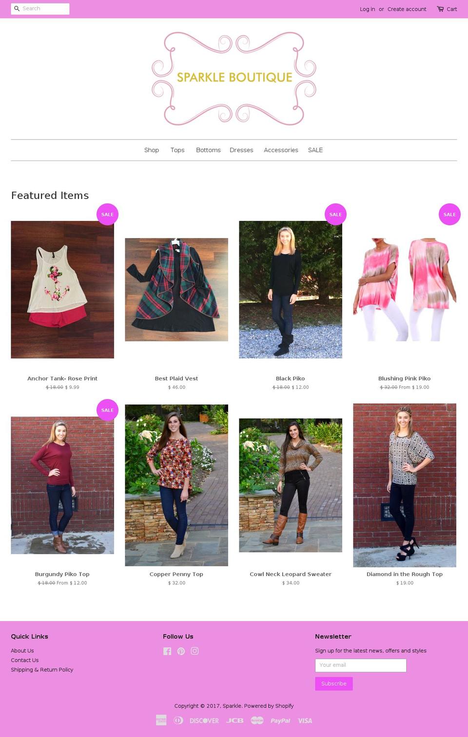 shopsparkleboutique.com shopify website screenshot