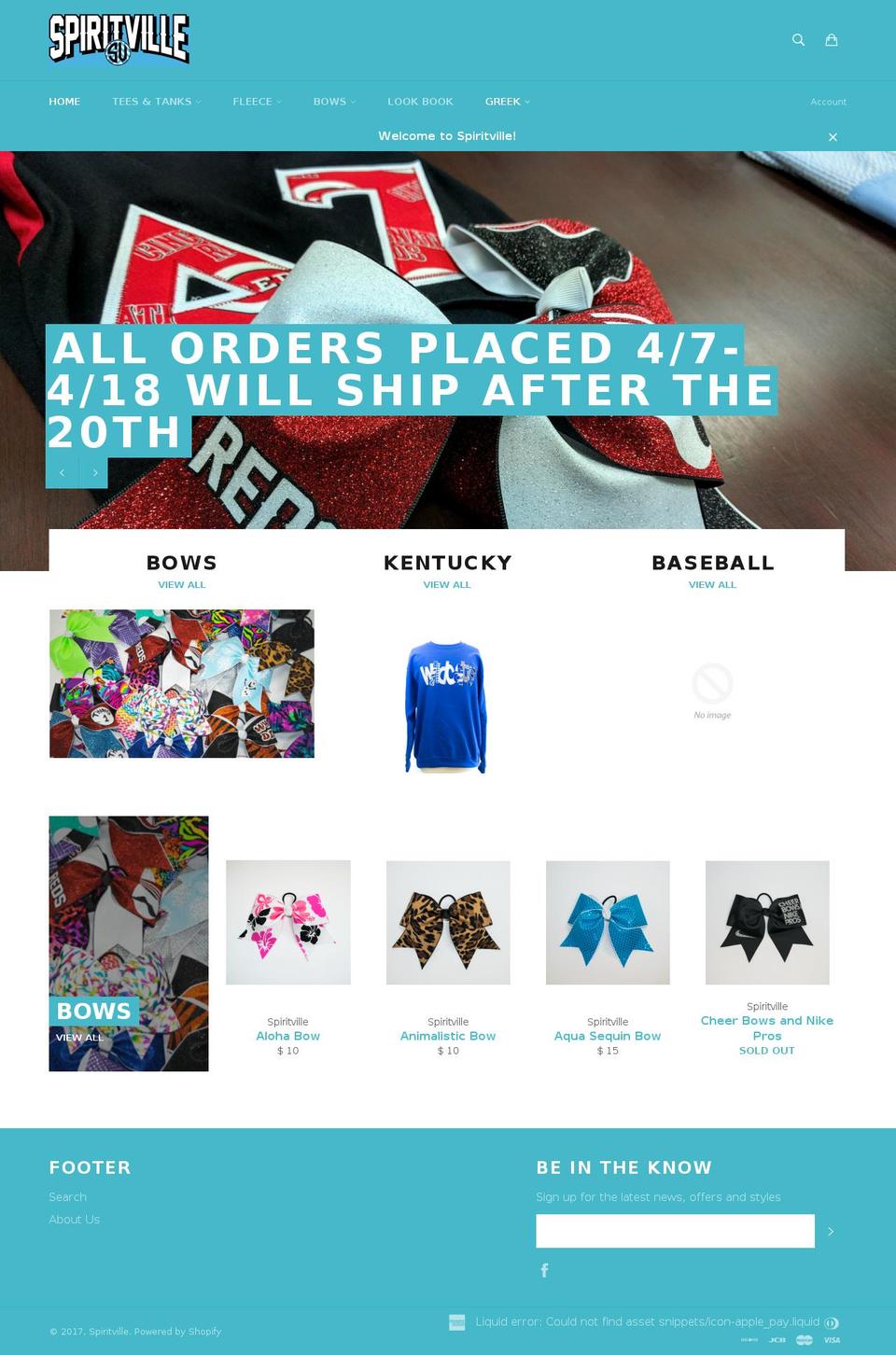 shopspiritville.com shopify website screenshot