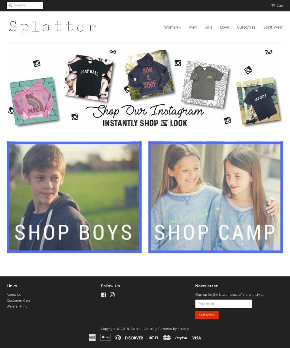 shopsplatter.com shopify website screenshot