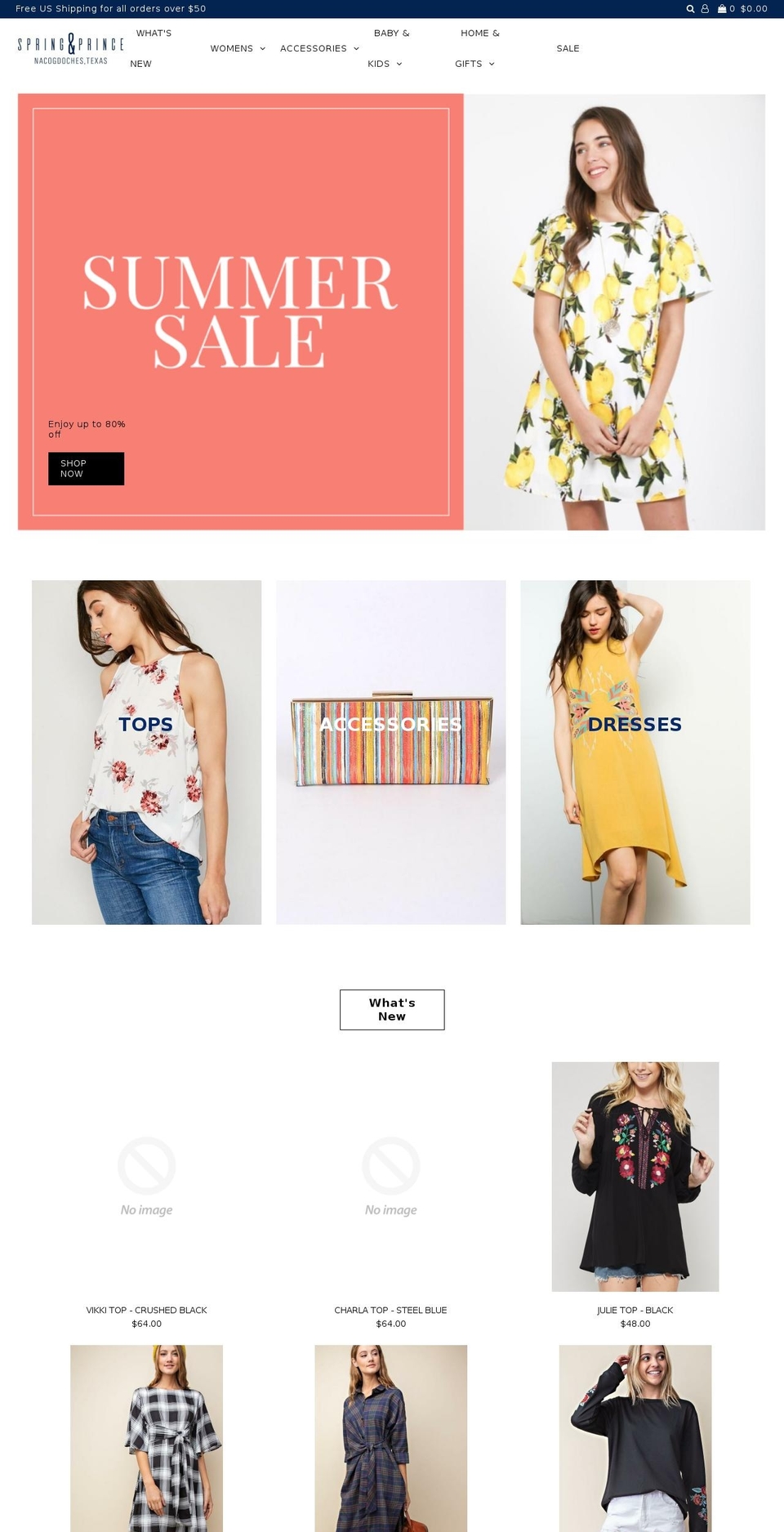 shopspringandprince.com shopify website screenshot