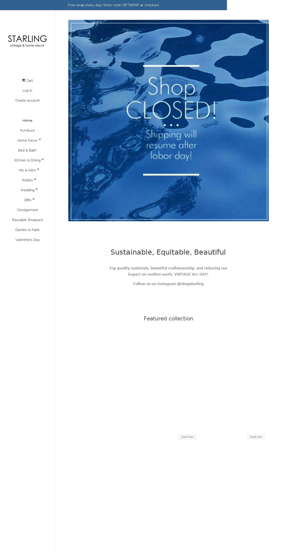 shopstarling.com — Shopify storefront screenshot