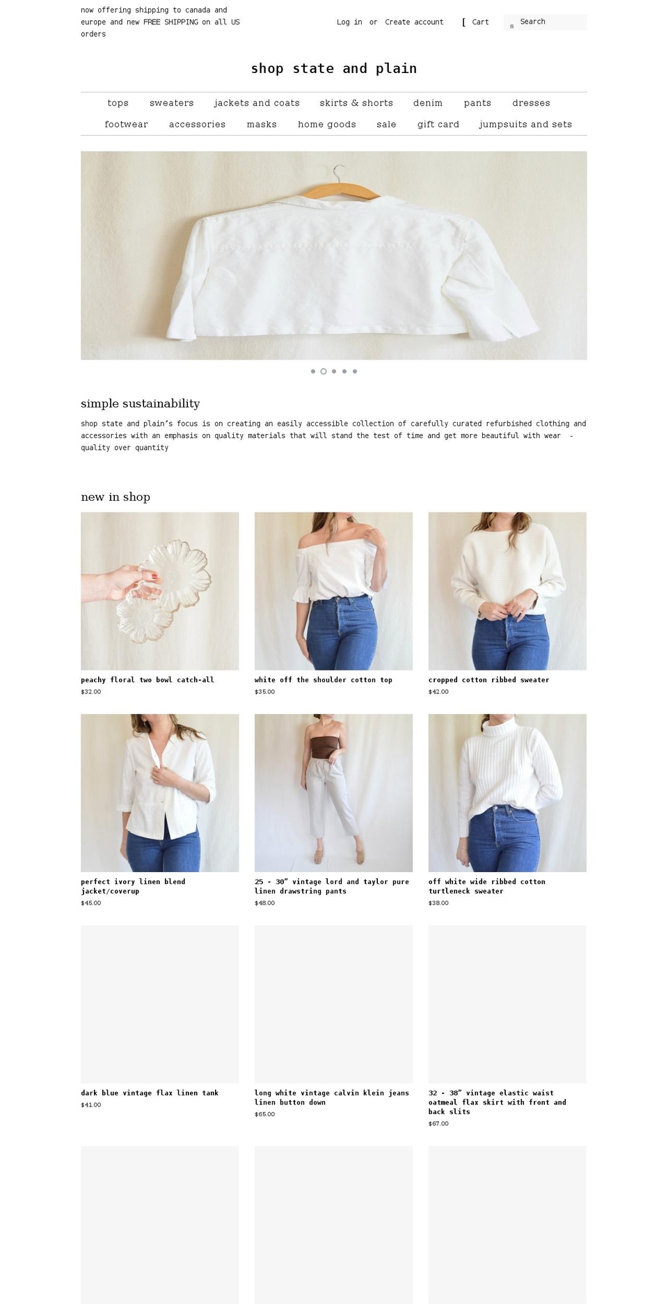 shopstateandplain.com shopify website screenshot
