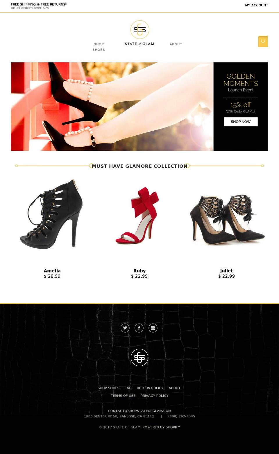 shopstateofglam.com shopify website screenshot