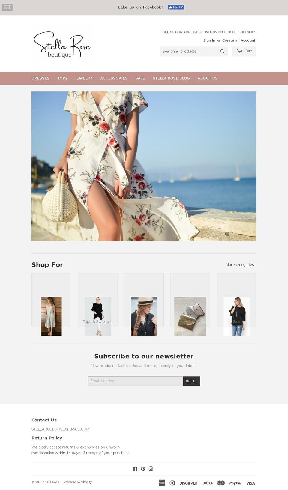 shopstellarose.com shopify website screenshot