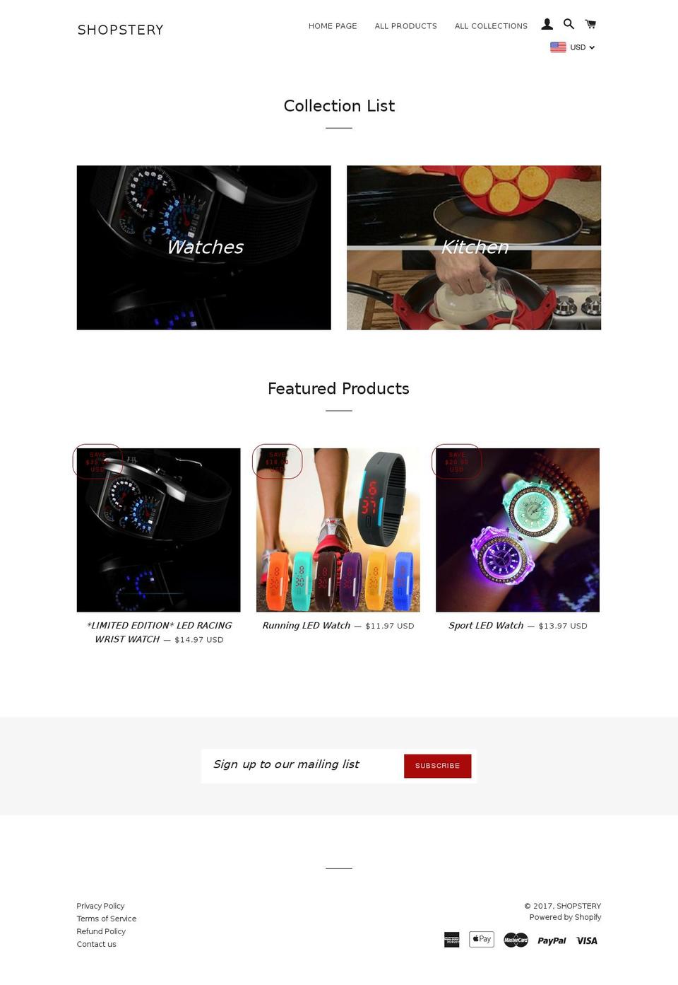 shopstery.com shopify website screenshot