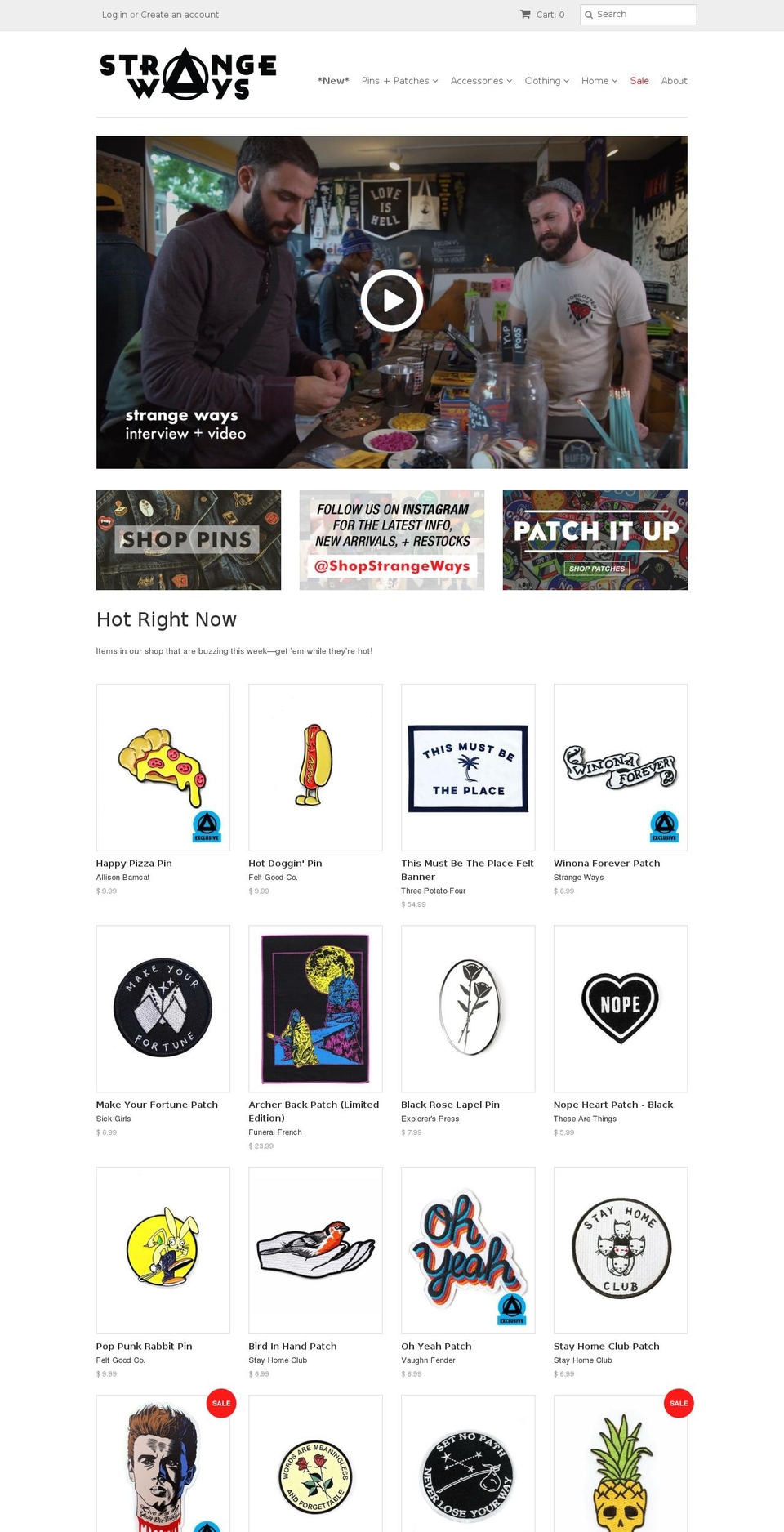 shopstrangeways.com shopify website screenshot