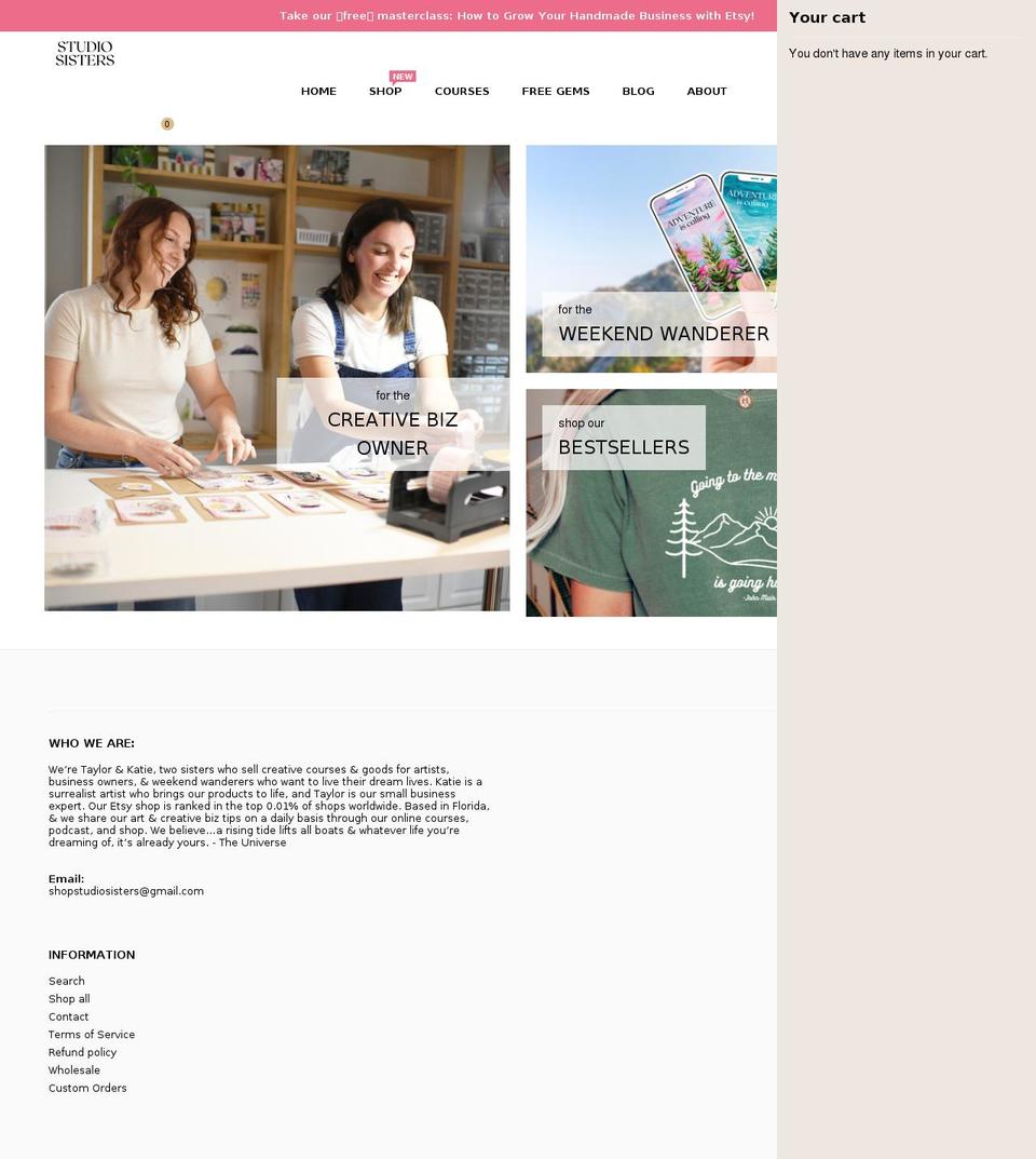 shopstudiosisters.com shopify website screenshot