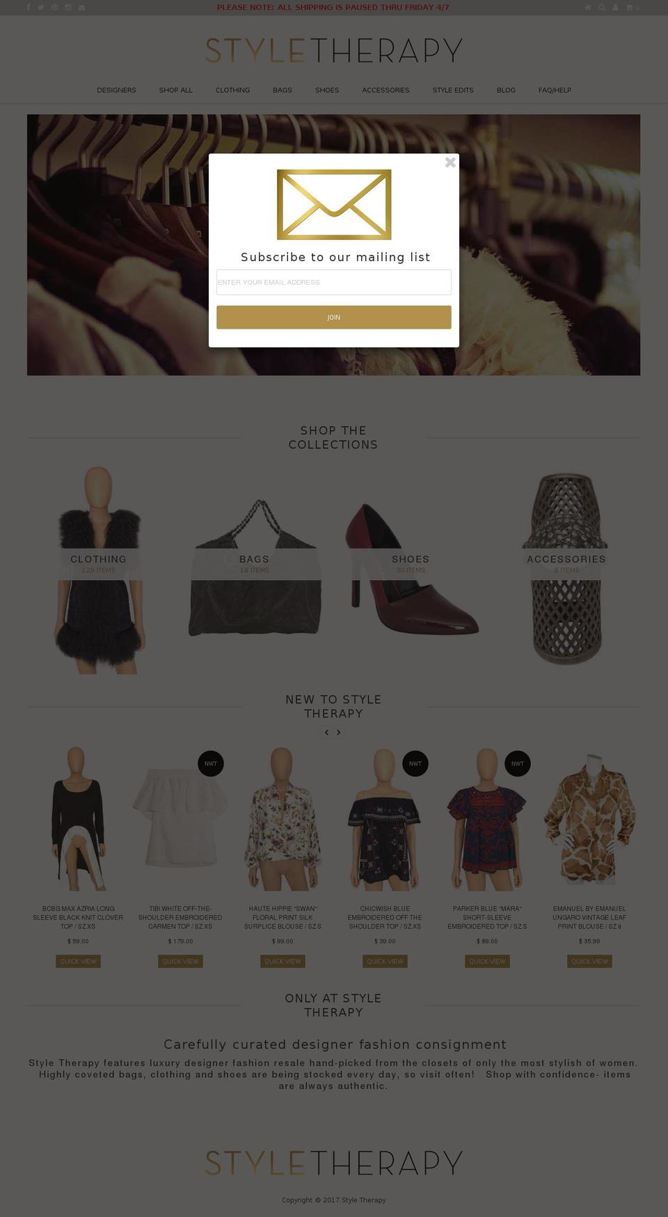 Shella Shopify theme site example shopstyletherapy.com