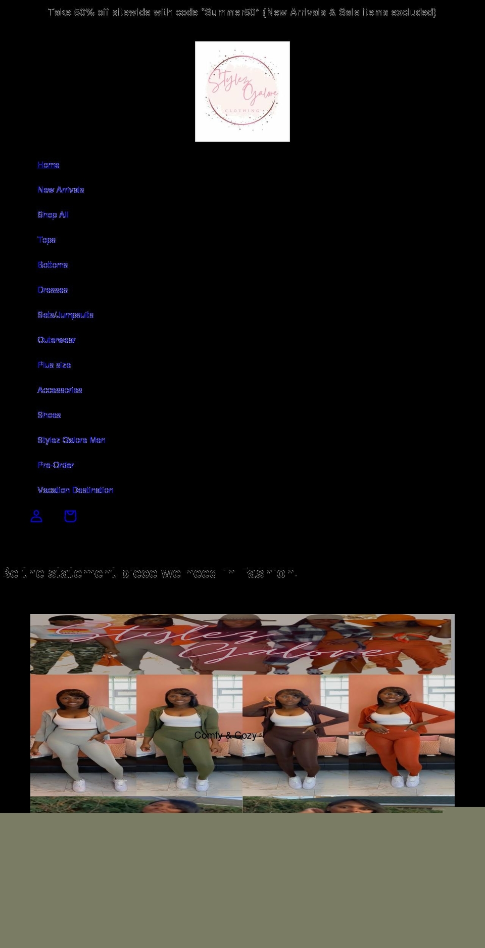 shopstylezgalore.com shopify website screenshot