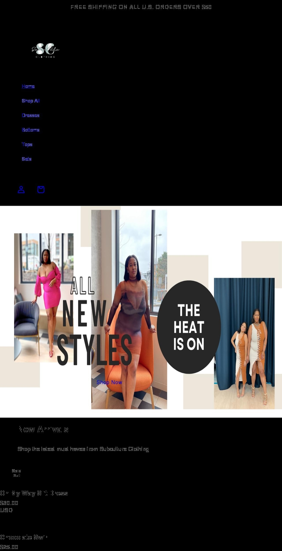 shopsubcultureclothing.com shopify website screenshot