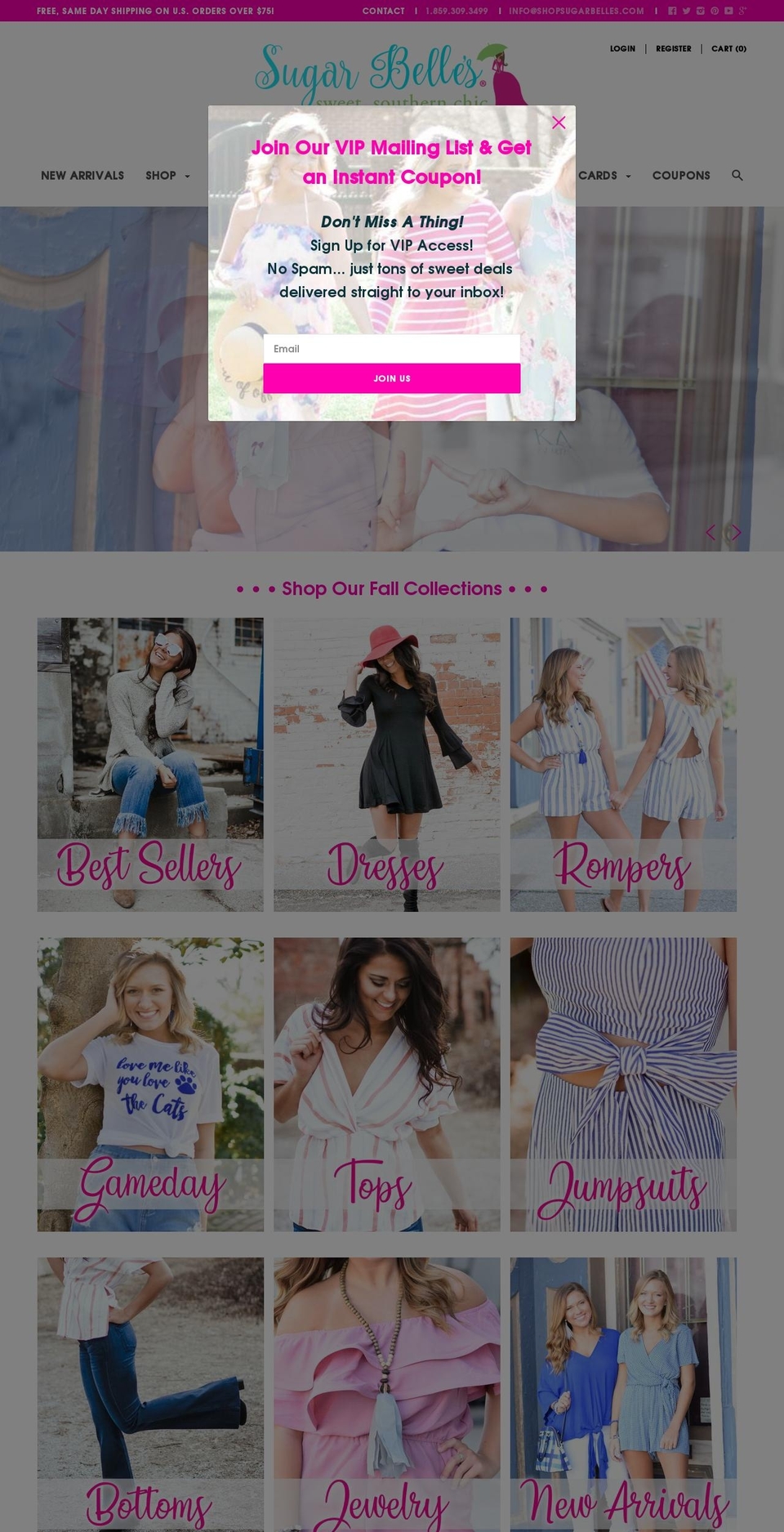 Sugar Belle's Shopify theme site example shopsugarbelles.com
