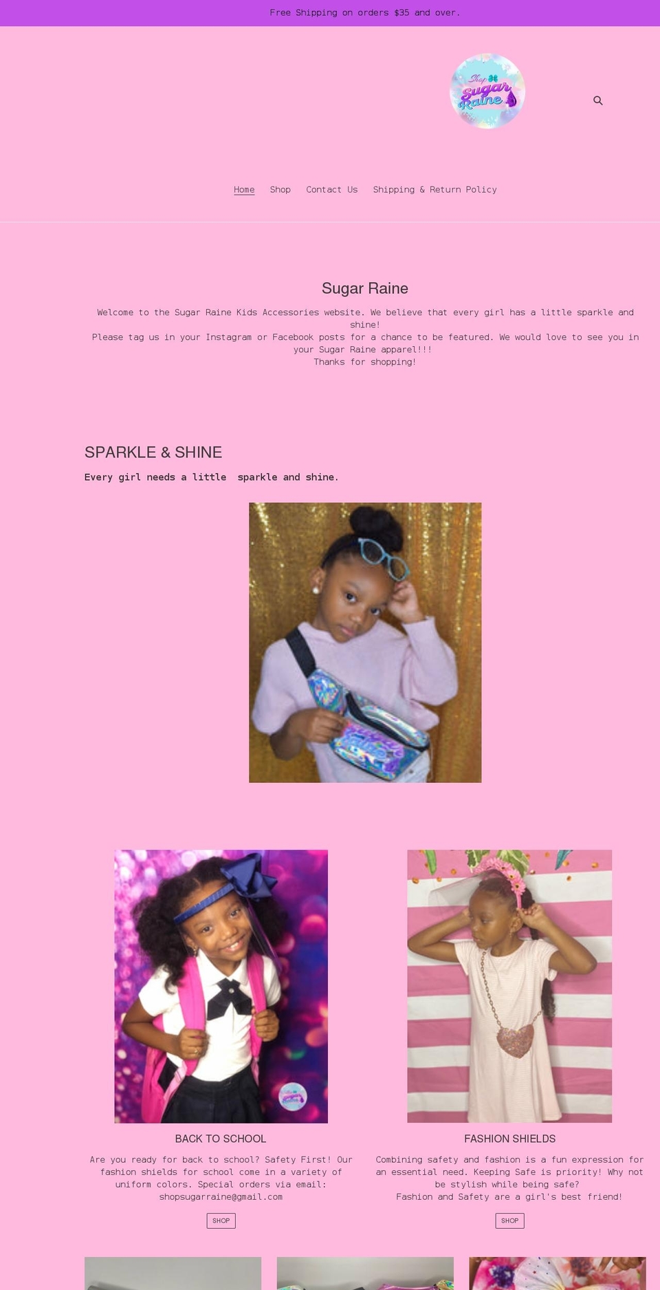 shopsugarraine.com shopify website screenshot