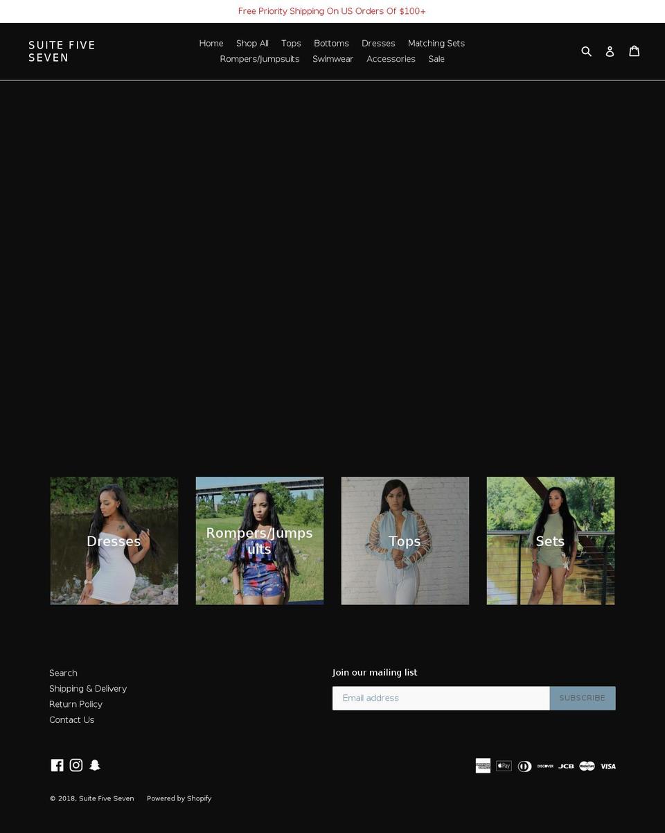 shopsuitefiveseven.com shopify website screenshot