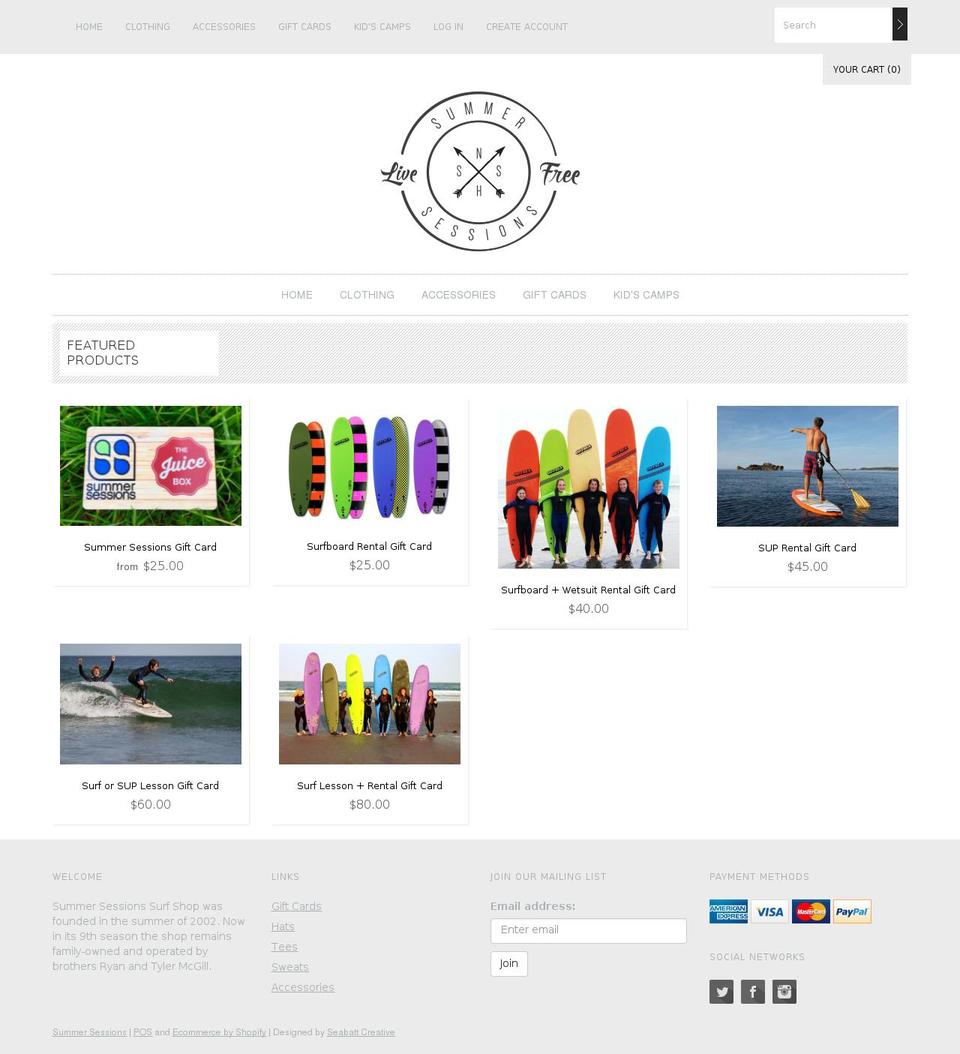 shopsummersessions.com shopify website screenshot