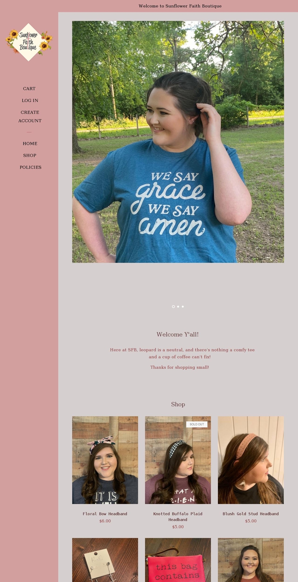 shopsunflowerfaith.com shopify website screenshot